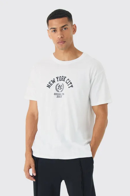 BIAŁY T-SHIRT NADRUK 