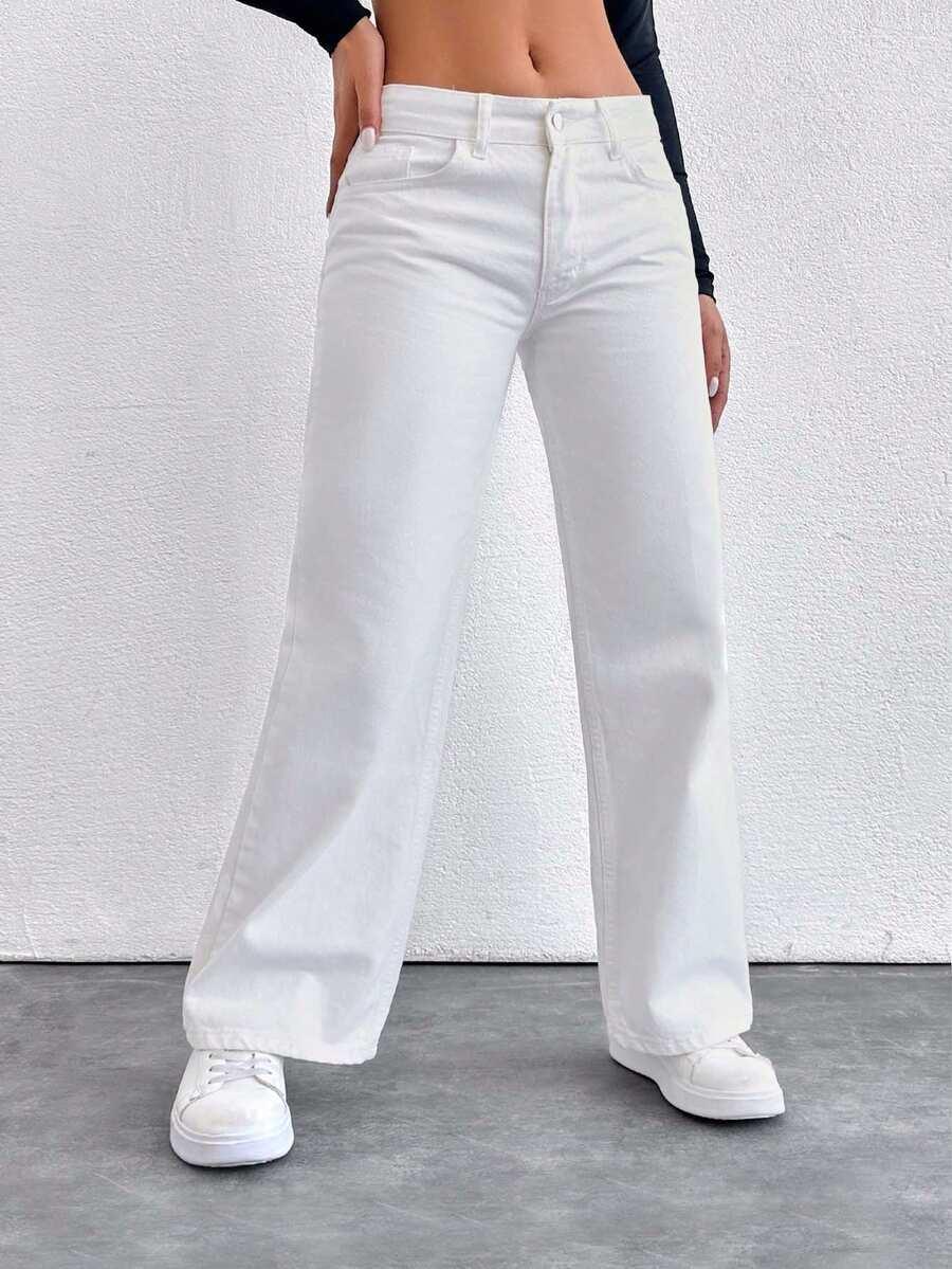 BIAŁE SPODNIE JEANS