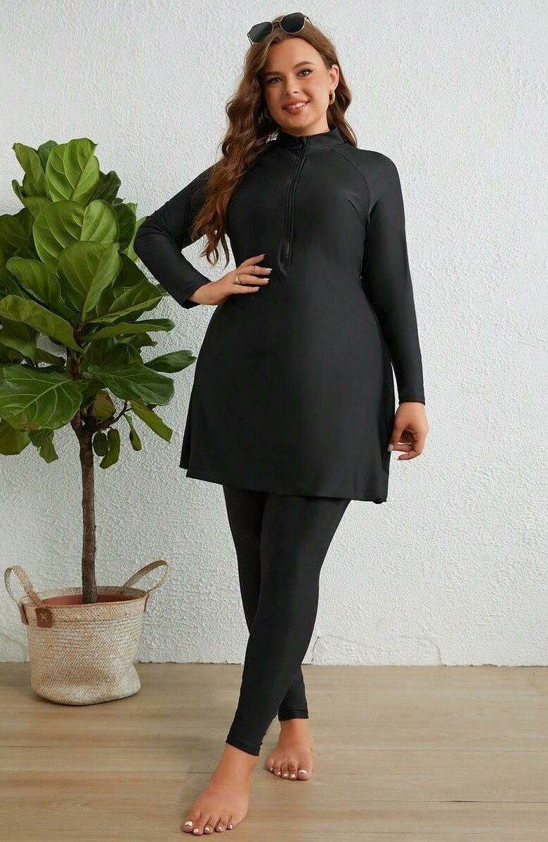 DWUCZĘŚCIOWY STRÓJ KĄPIELOWY burkini bluzka legginsy