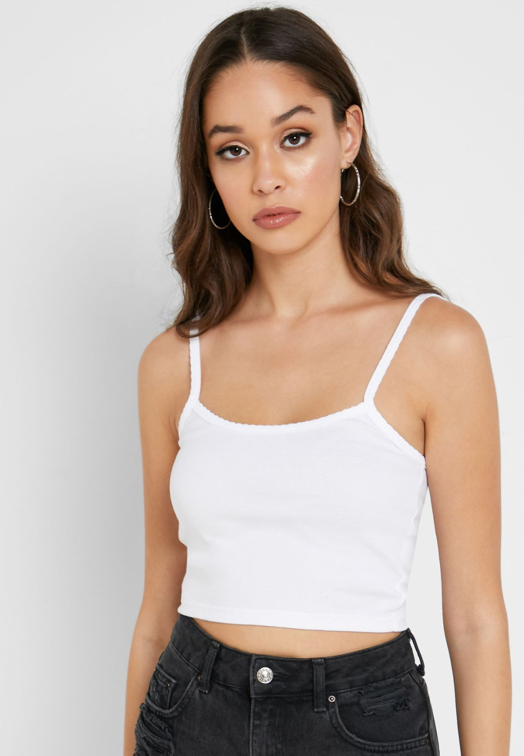 biały CROP TOP BASIC ramiączka