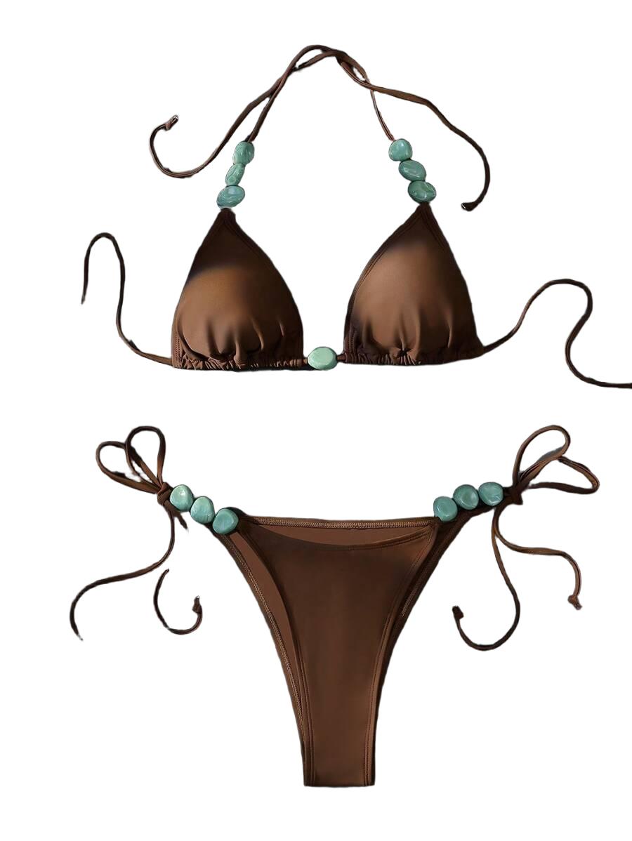 DWUCZĘŚCIOWE BIKINI DAMSKIE Z OZDOBNYMI DETALAMI