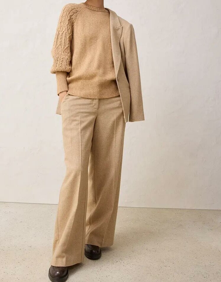 SWETER DAMSKI PLUS SIZE LUŹNY OKRĄGŁY DEKOLT WEŁNIANY DO BIODER