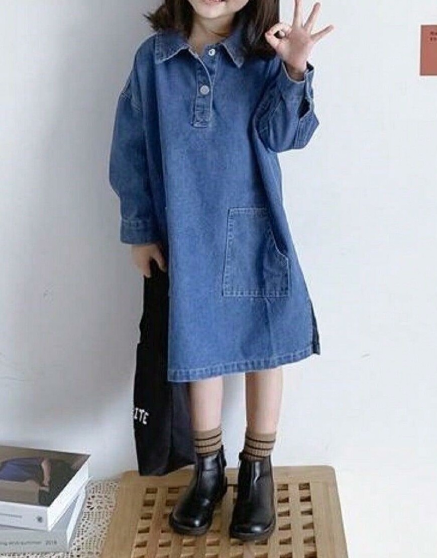 midi sukienka długi rękaw jeans