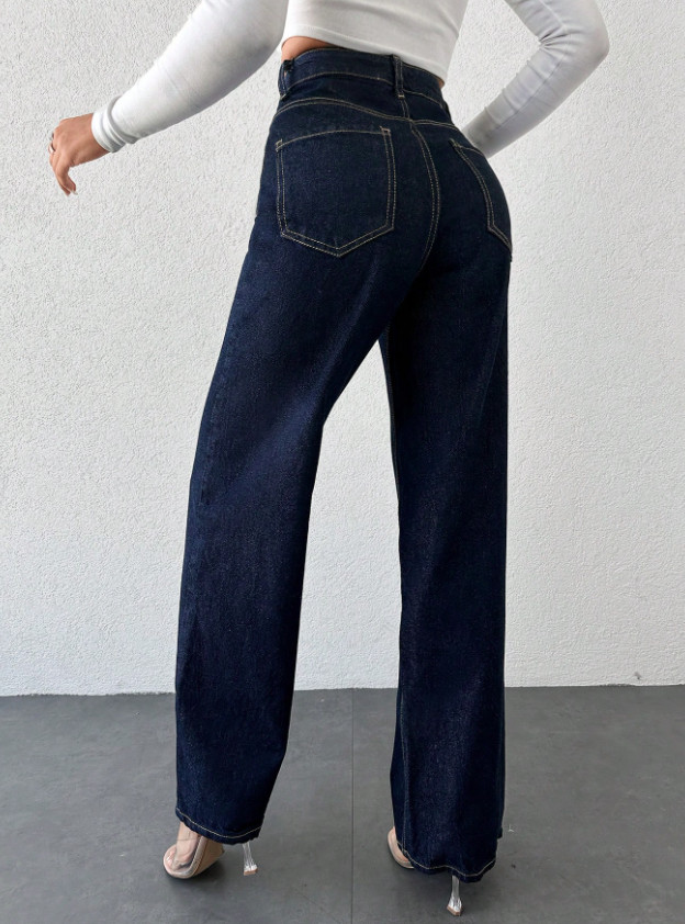NIEBIESKIE SPODNIE JEANS SZEROKIE NOGAWKI 