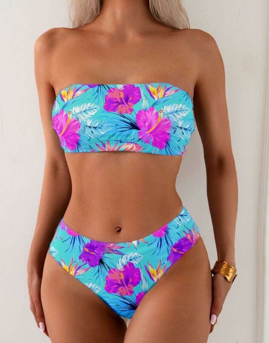 KOMPLET BIKINI WZÓR ROŚLINNY