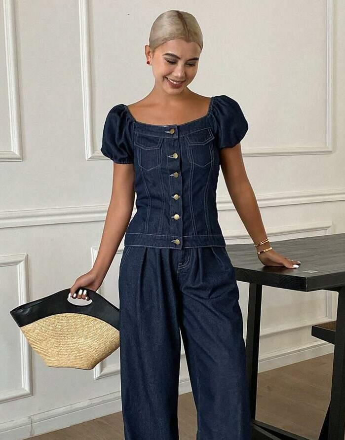 NIEBIESKI TOP JEANS 