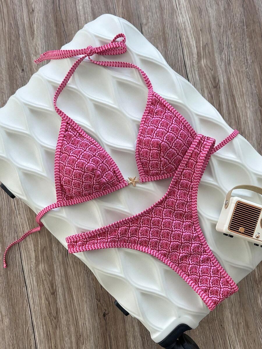 różowy kostium kąpielowy bikini komplet