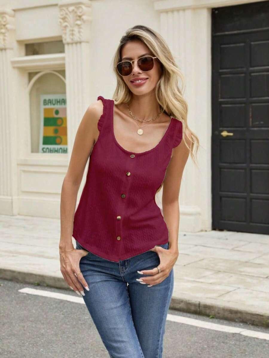 CZERWONY TOP GUZIKI