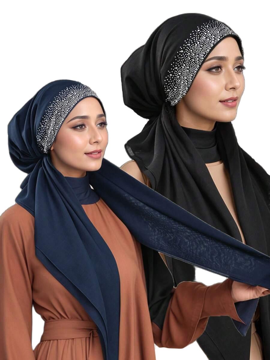 granatowy TURBAN ZDOBIENIE
