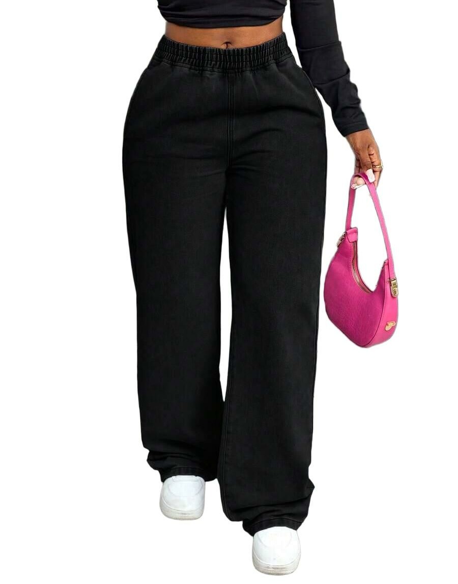 czarne spodnie jeans ocieplane