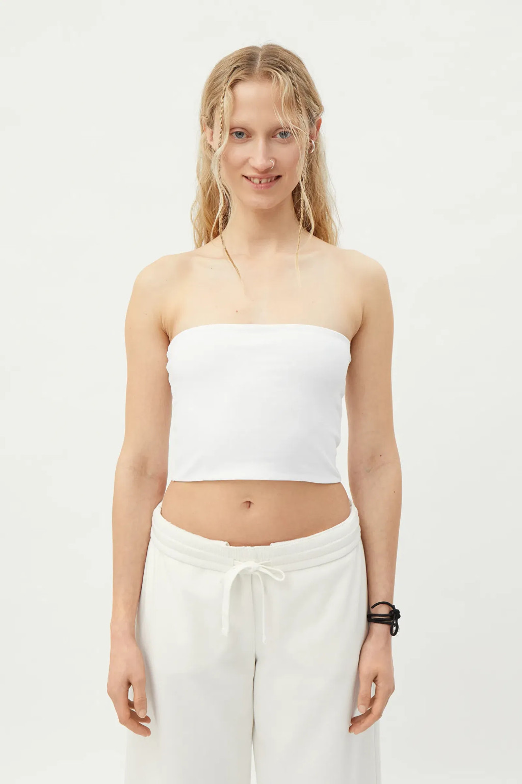 BIAŁY CROP TOP OPASKA