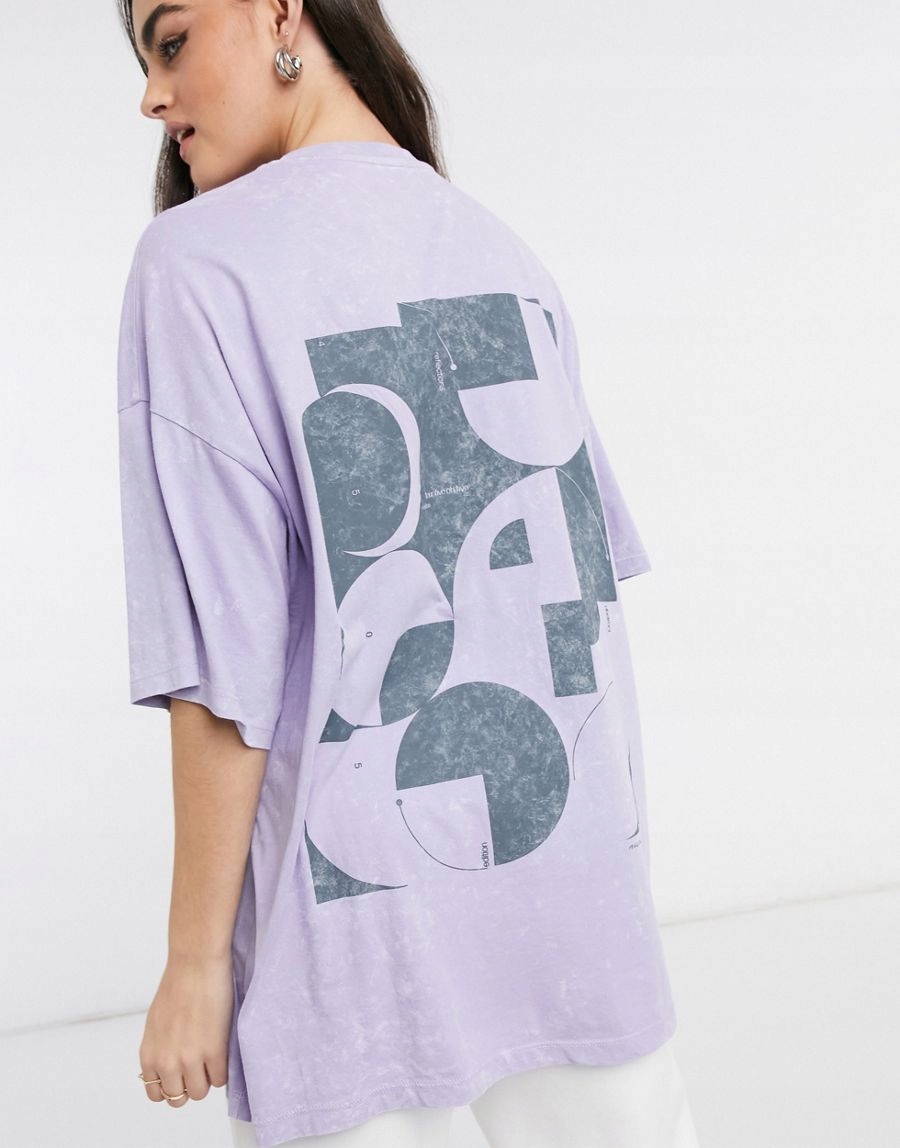 fioletowy t-shirt nadruk 