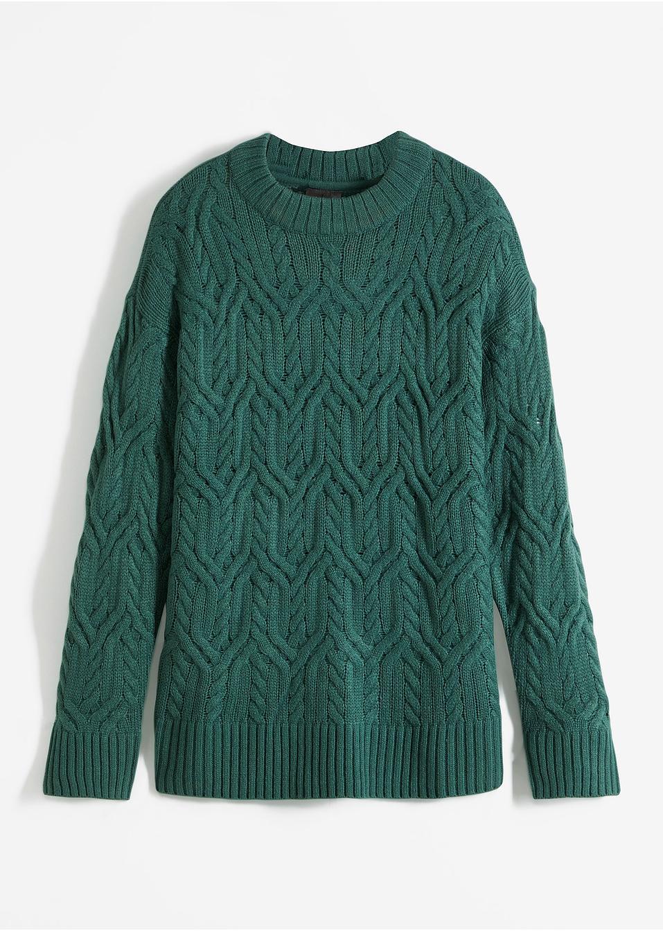 SWETER DAMSKI OKRĄGŁY DEKOLT ZIELONY 