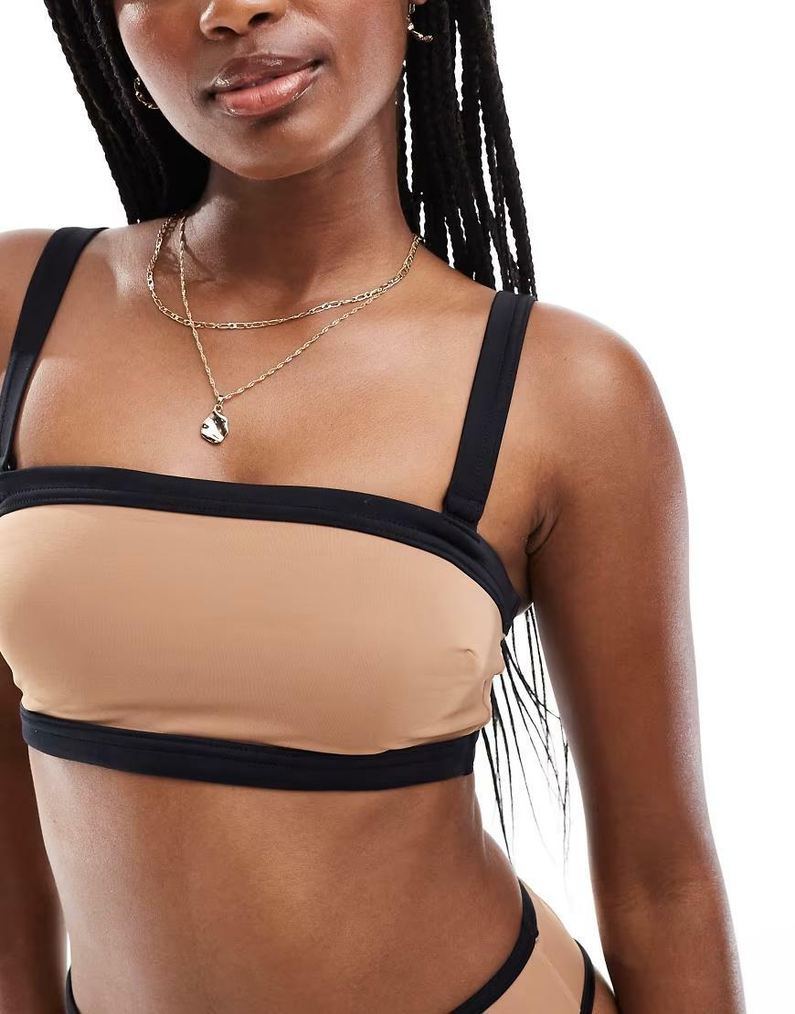 beżowa góra od bikini top kontrast 