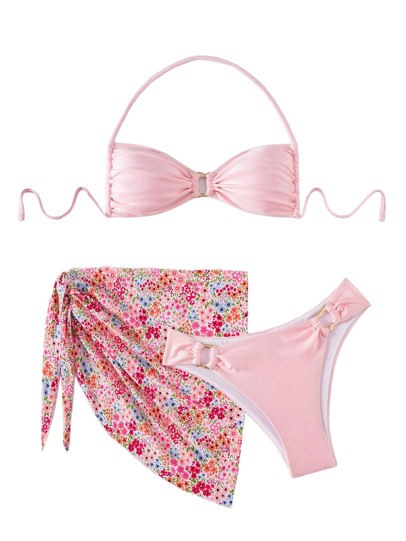 BIKINI TRZYCZĘSĆIOWE DAMSKIE KWIATY