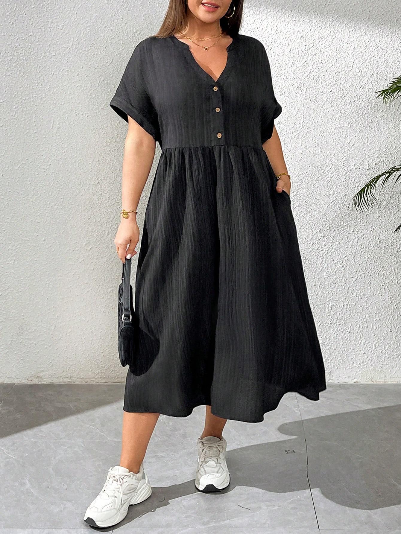 CZARNA SUKIENKA V-NECK