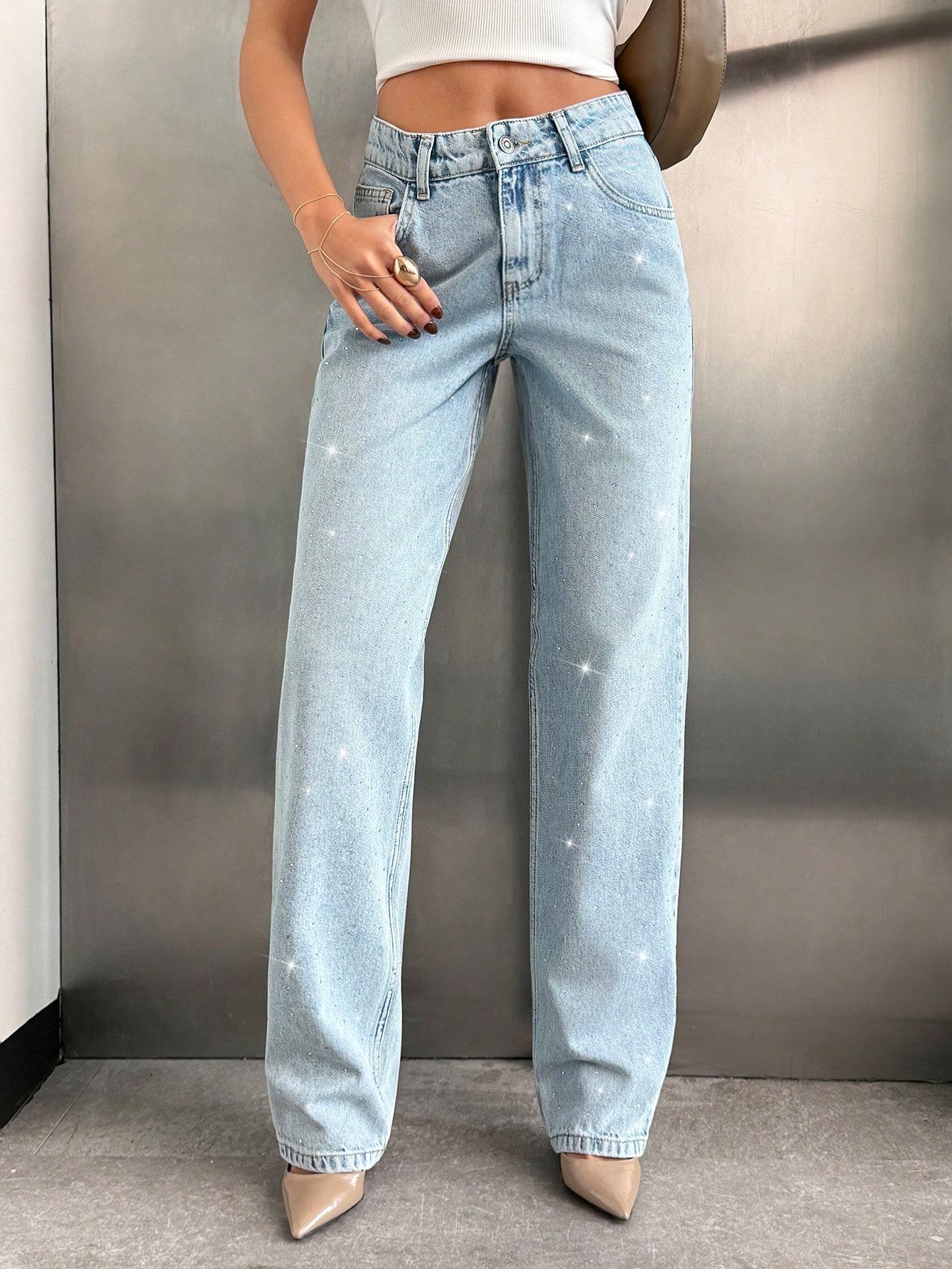 NIEBIESKIE SPODNIE JEANS ZDOBIENIE