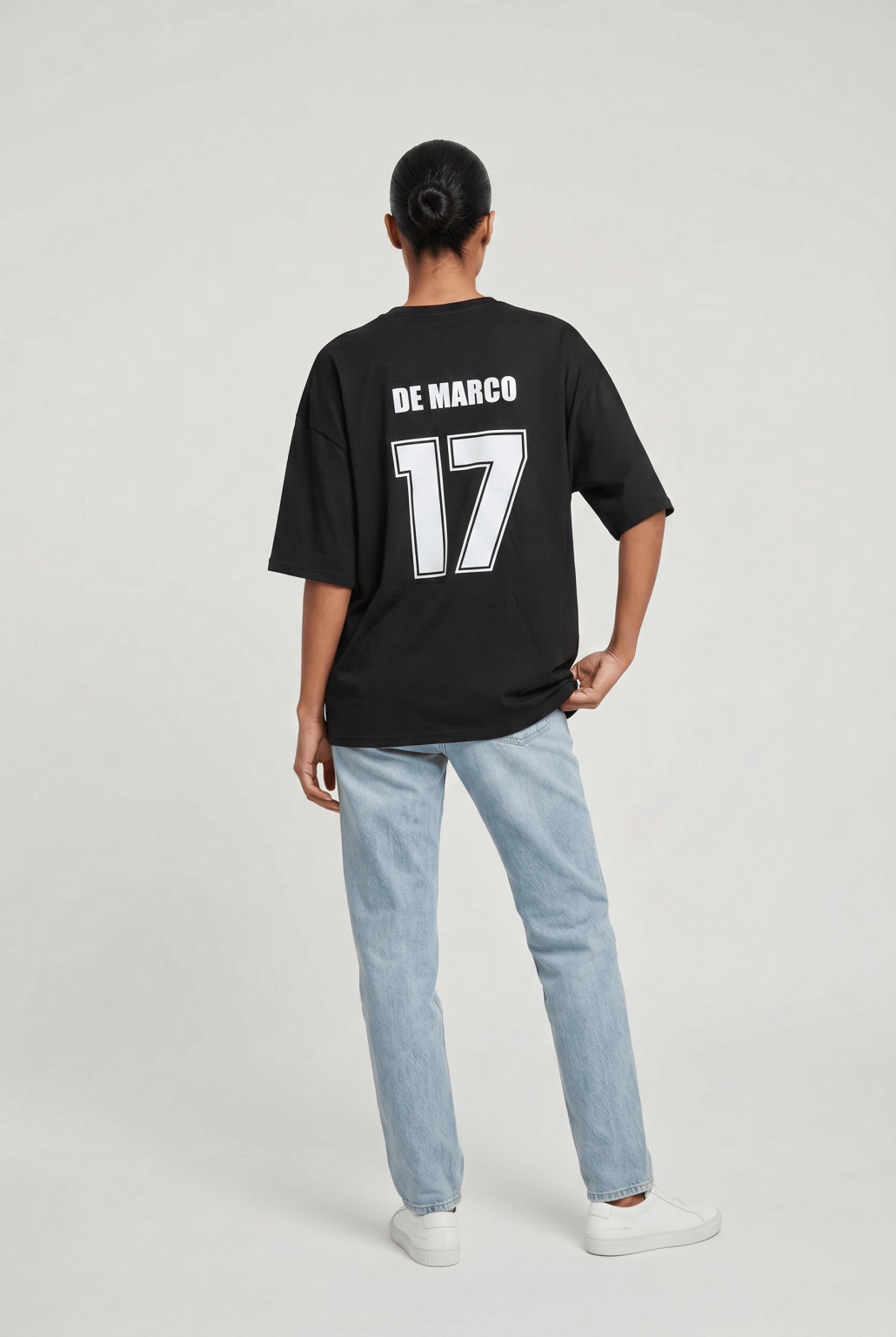 czarny t-shirt nadruk oversize