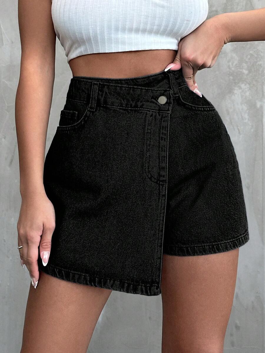 CZARNE SPODENKI JEANS