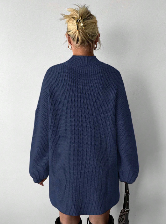 GRANATOWY SWETER GUZIKI