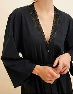 SZLAFROK BAWEŁNIANY CZARNY