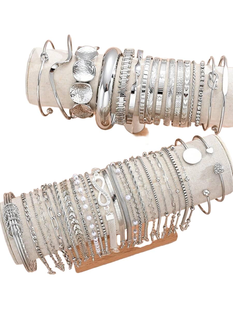 srebrne bransoletki 5-pack