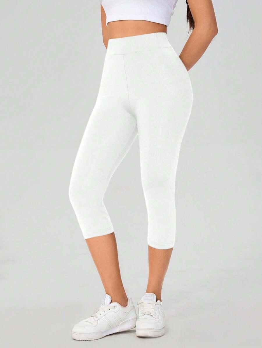 białe legginsy 3/4