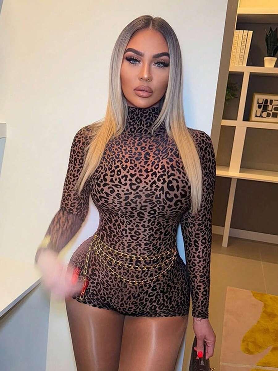 siateczkowy kombinezon animal print