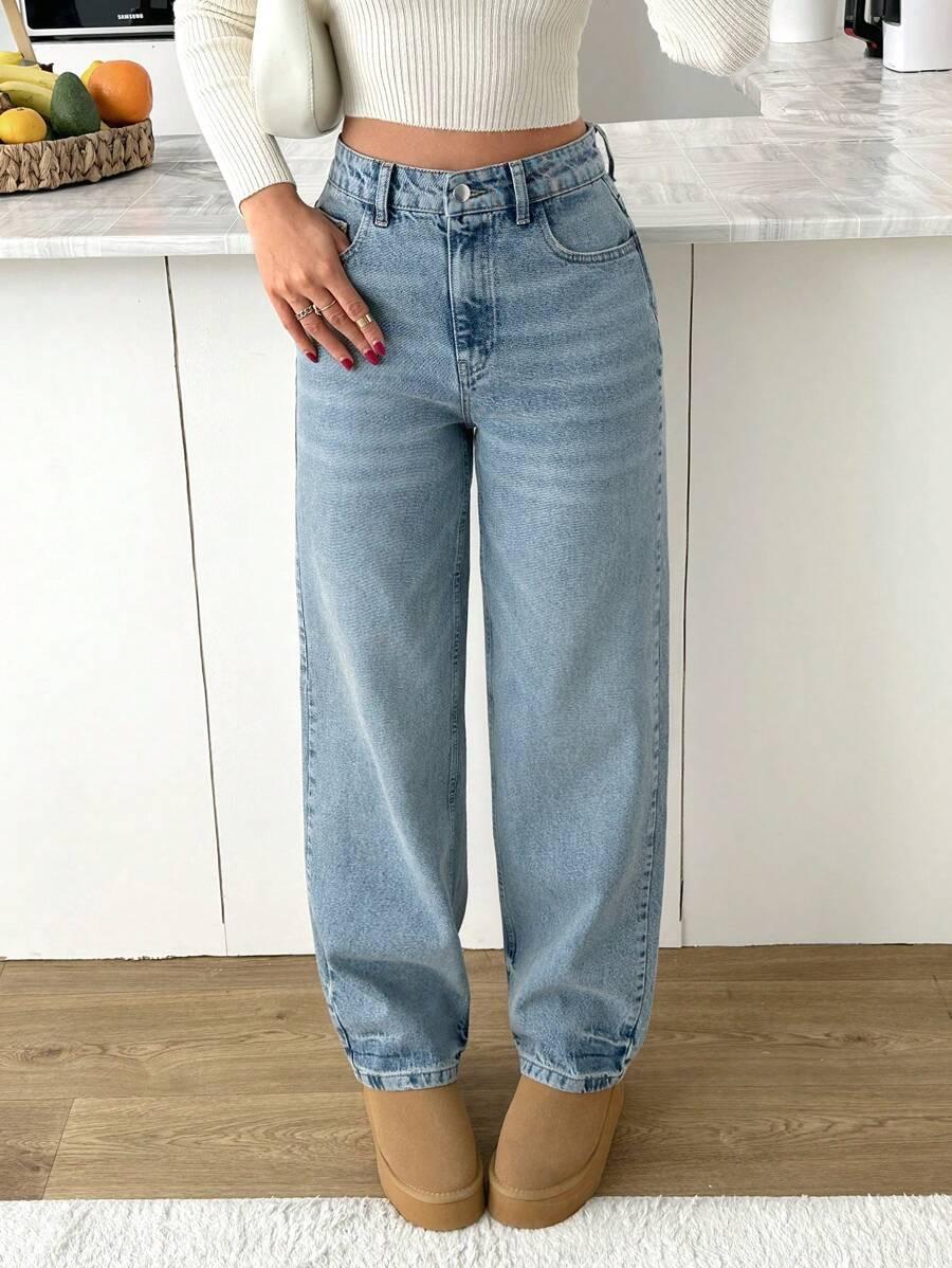 NIEBIESKIE SPODNIE JEANS WYSOKI STAN