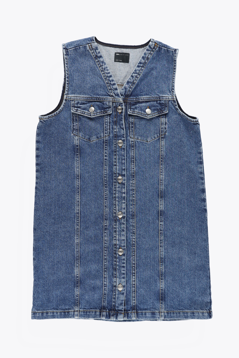 mini sukienka bez rękawów jeans v-neck guziki