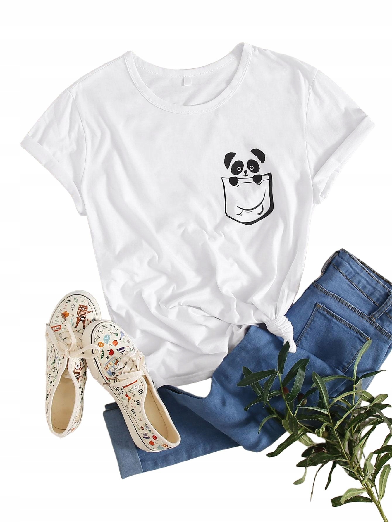 biały t-shirt nadruk