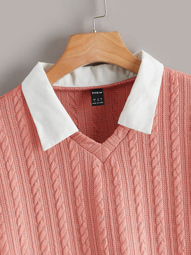 SWETER KOŁNIERZYK ŁĄCZENIE STRUKTURA