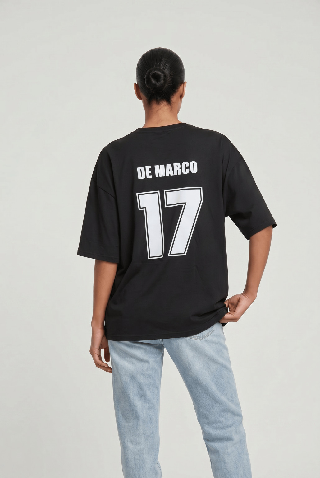 czarny t-shirt nadruk oversize