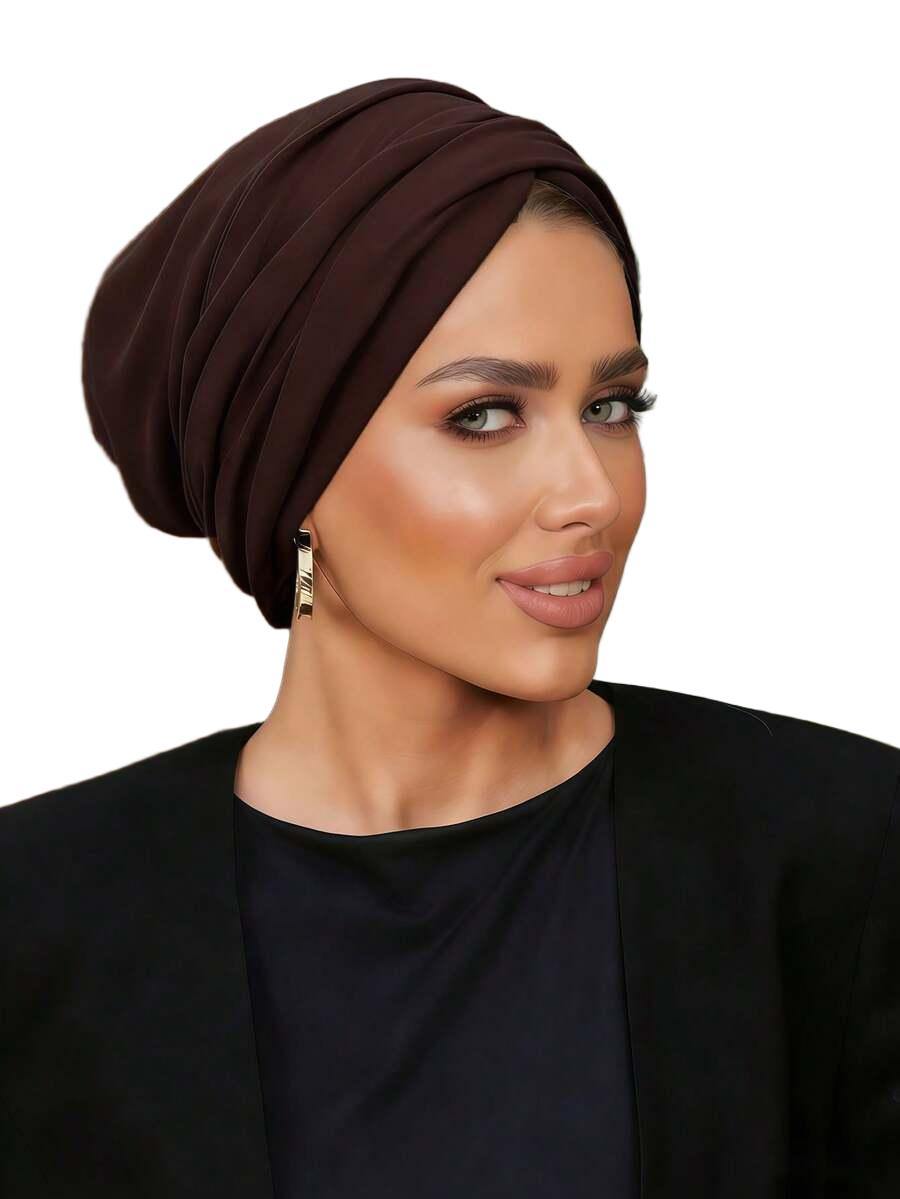 brązowy turban na głowę