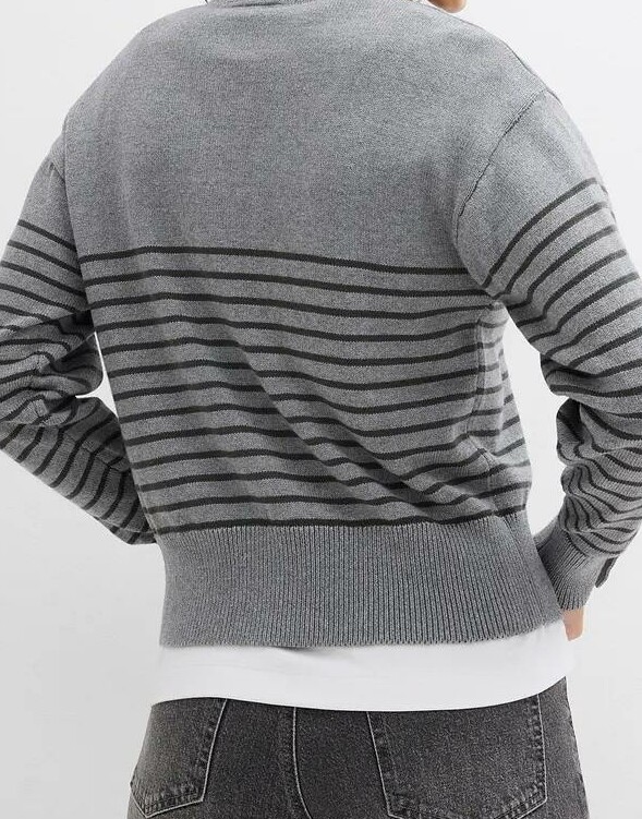 SWETER DAMSKI STÓJKA BAWEŁNA W PASKI