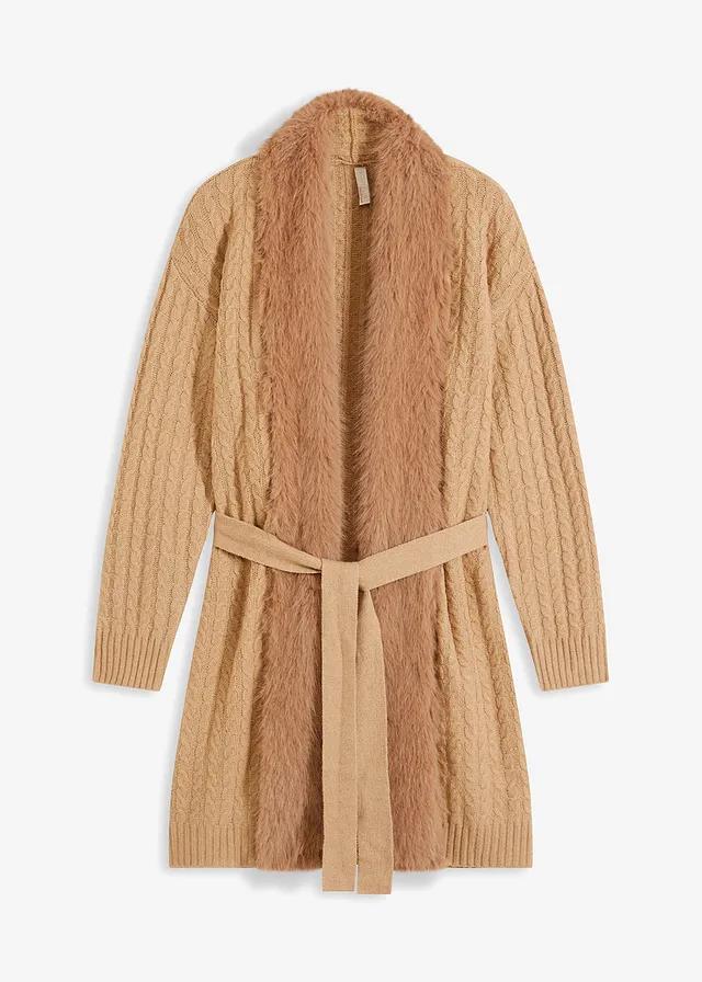 SWETER DZIANINOWY Z WIĄZANIEM 