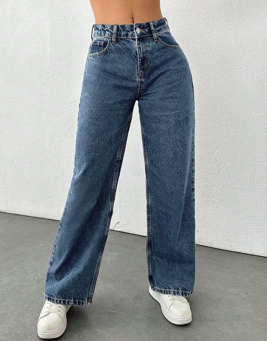GRANATOWE SPODNIE JEANS