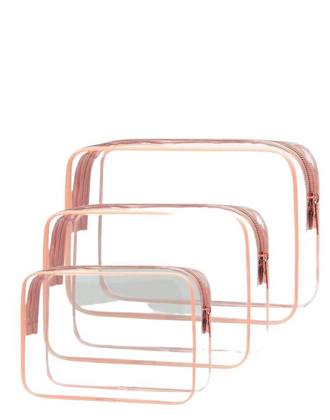 różowa kosmetyczka 3-pack