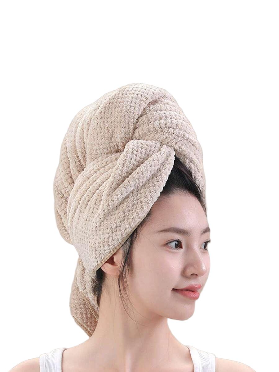 beżowy ręcznik turban na głowę