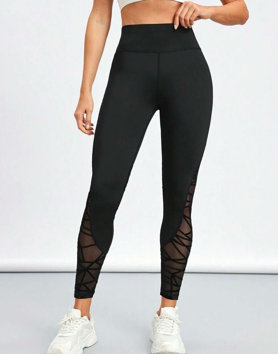 CZARNE LEGGINSY SPORTOWE WYSOKI STAN wstawki