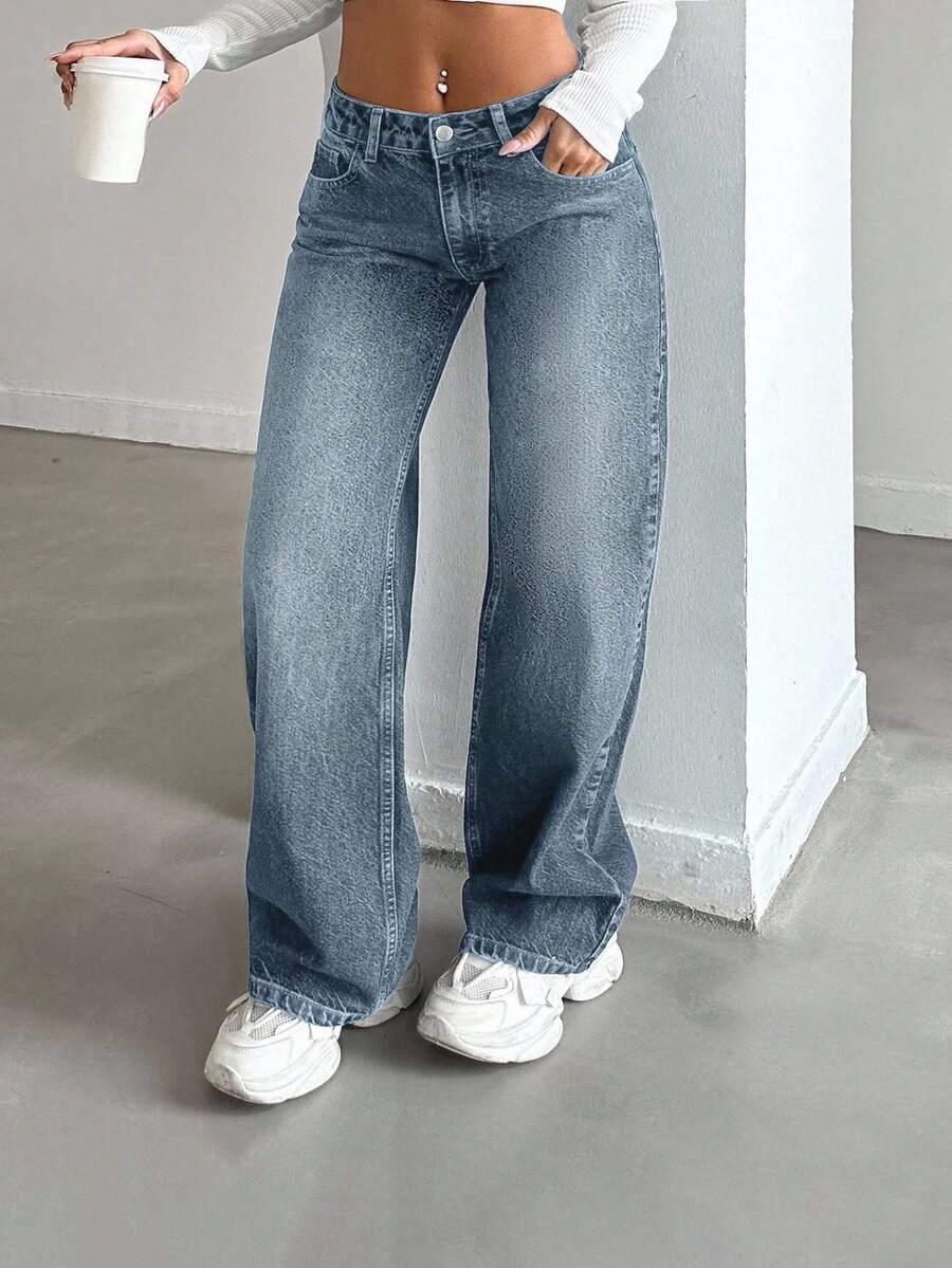 PROSTE SPODNIE JEANSOWE