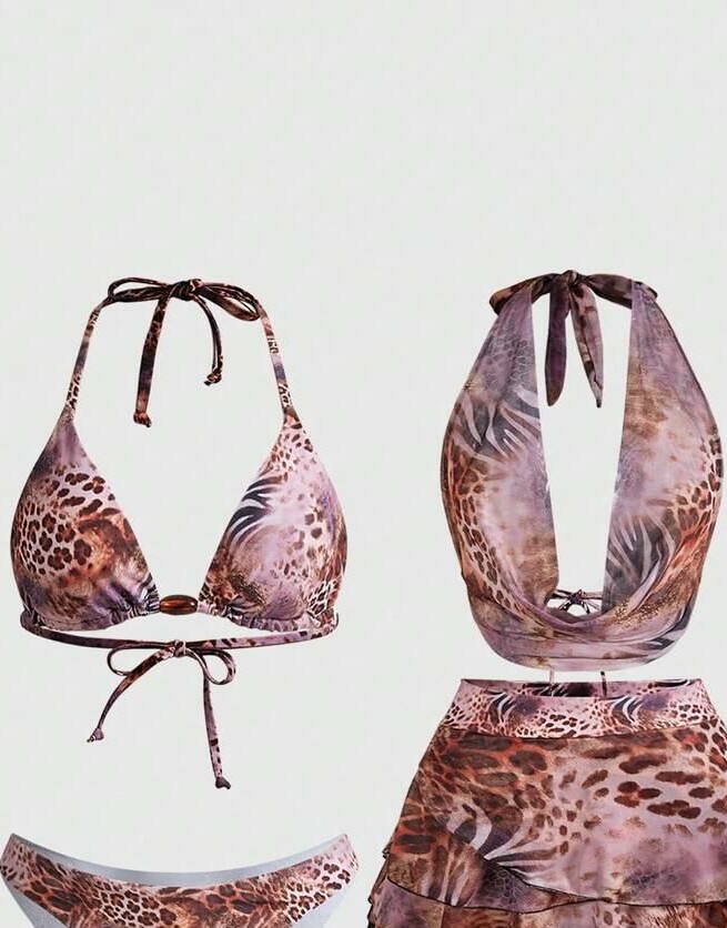 góra od bikini top siateczka animal print