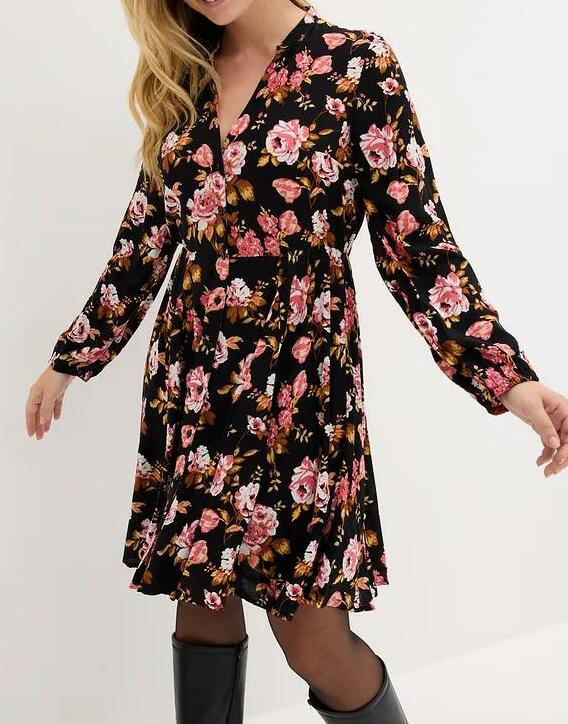 SUKIENKA KOSZULOWA PLUS SIZE Z DŁUGIM RĘKAWEM I DEKOLTEM V