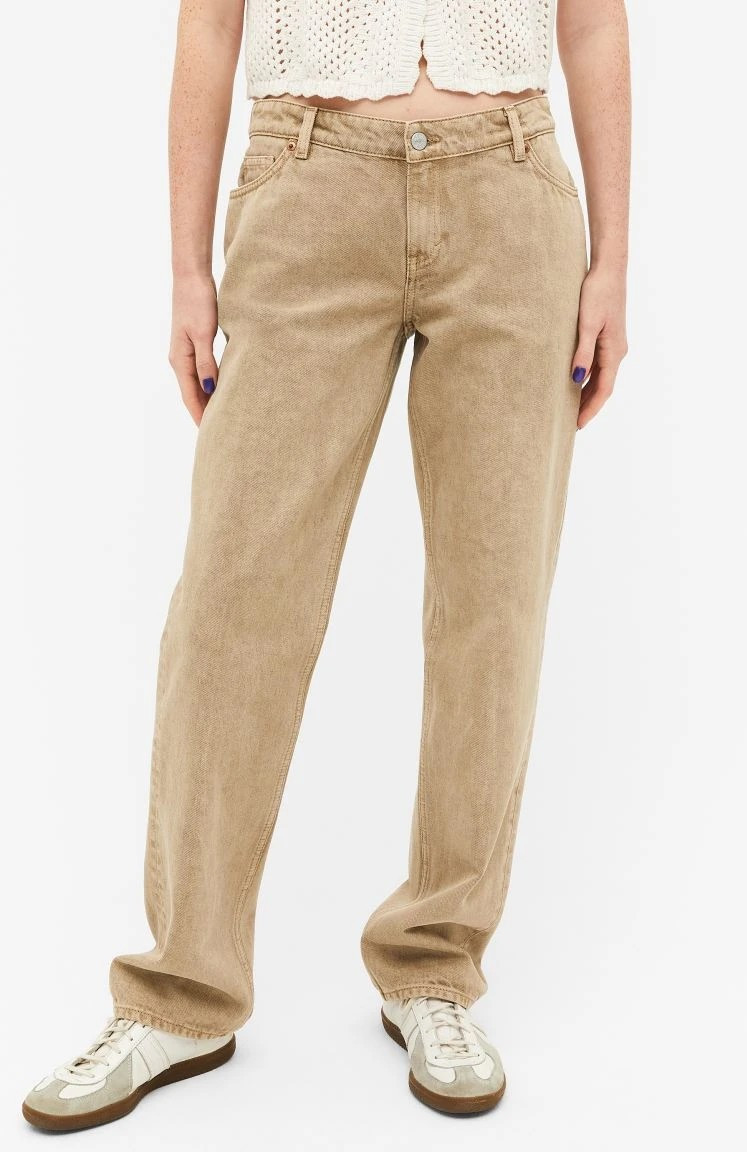 BEŻOWE PROSTE SPODNIE JEANS
