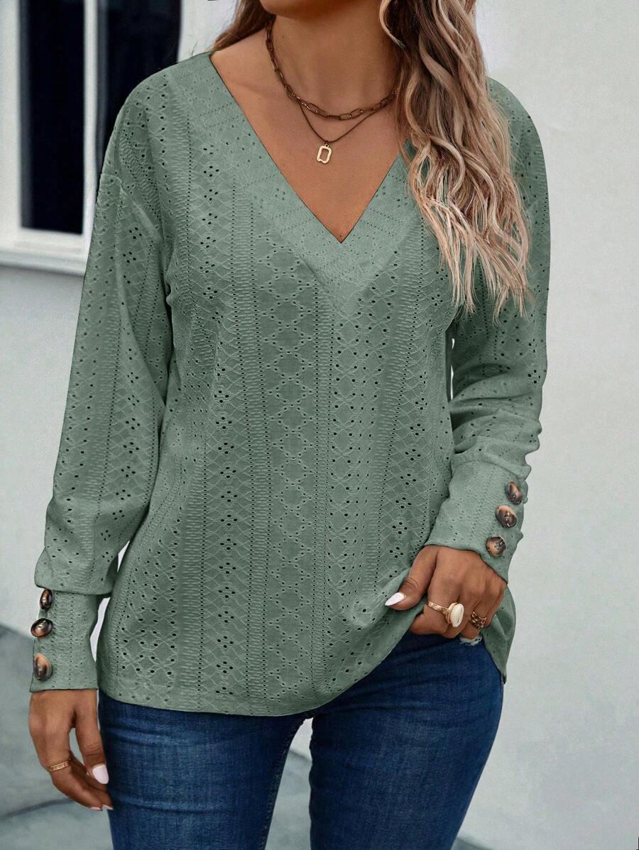 ZIELONA BLUZKA V-NECK