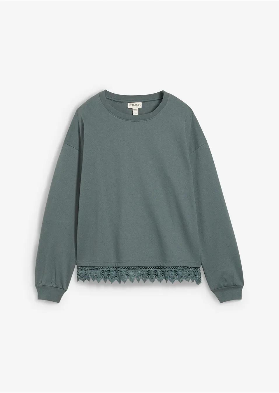 BLUZA Z KORONKOWĄ WSTAWKĄ
