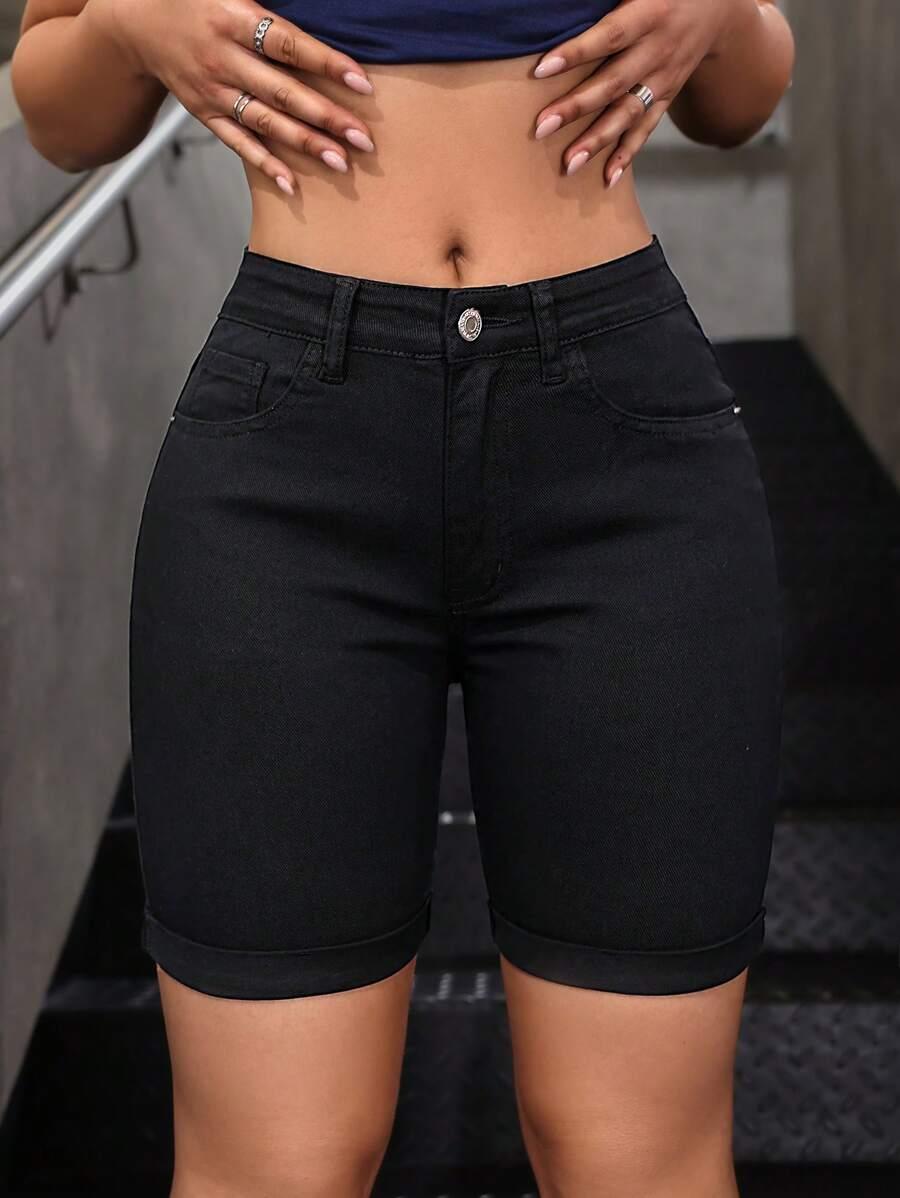 CZARNE SPODENKI JEANS 