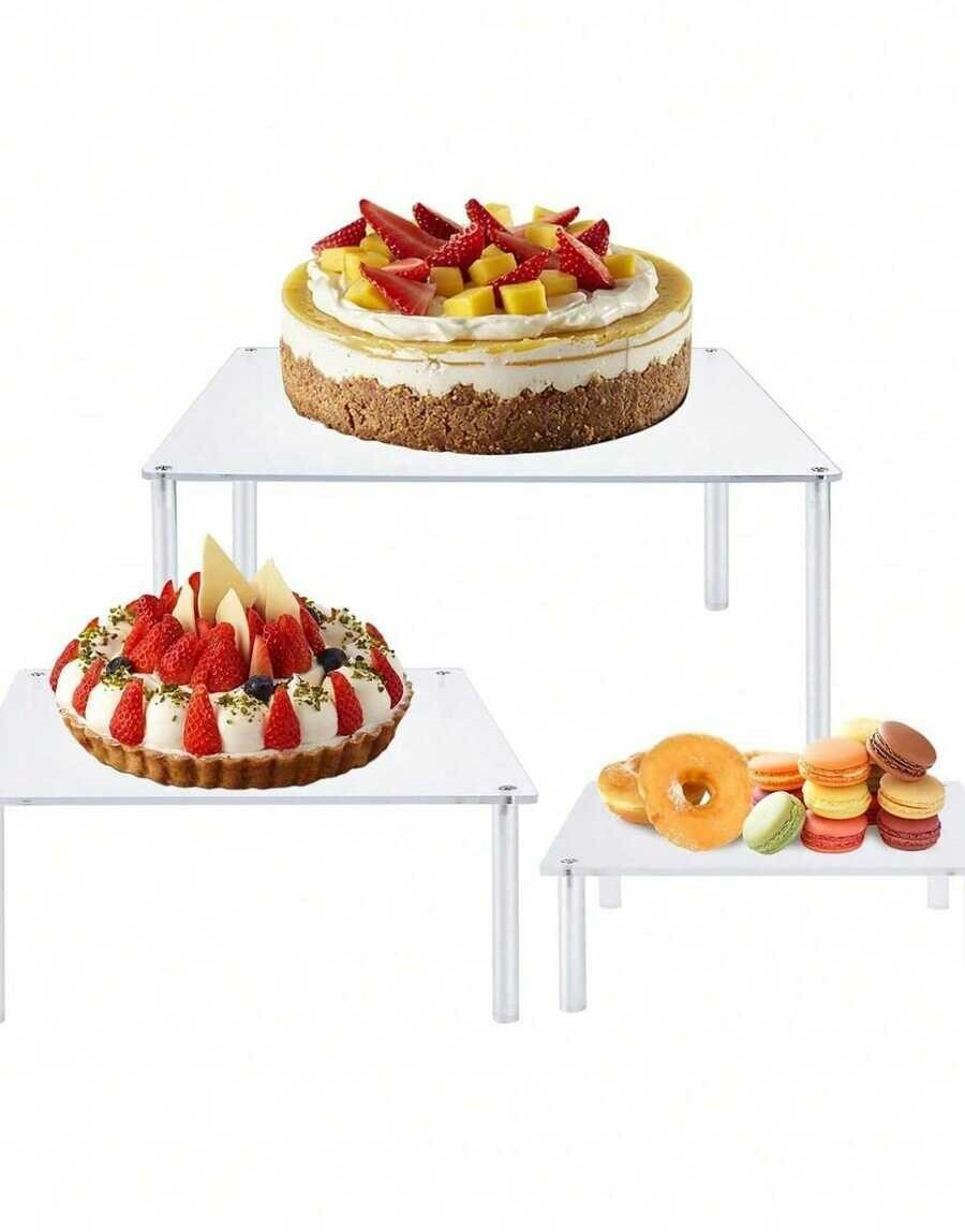 W PRZEZROCZYSTY AKRYLOWY STOJAK NA CIASTO 3-PACK