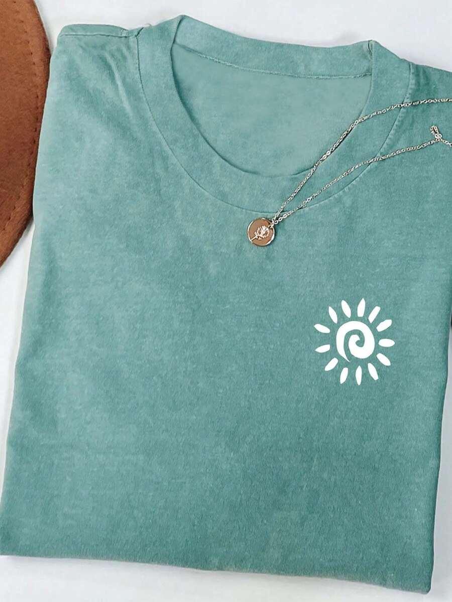 ZIELONY T-SHIRT OKRĄGŁY DEKOLT