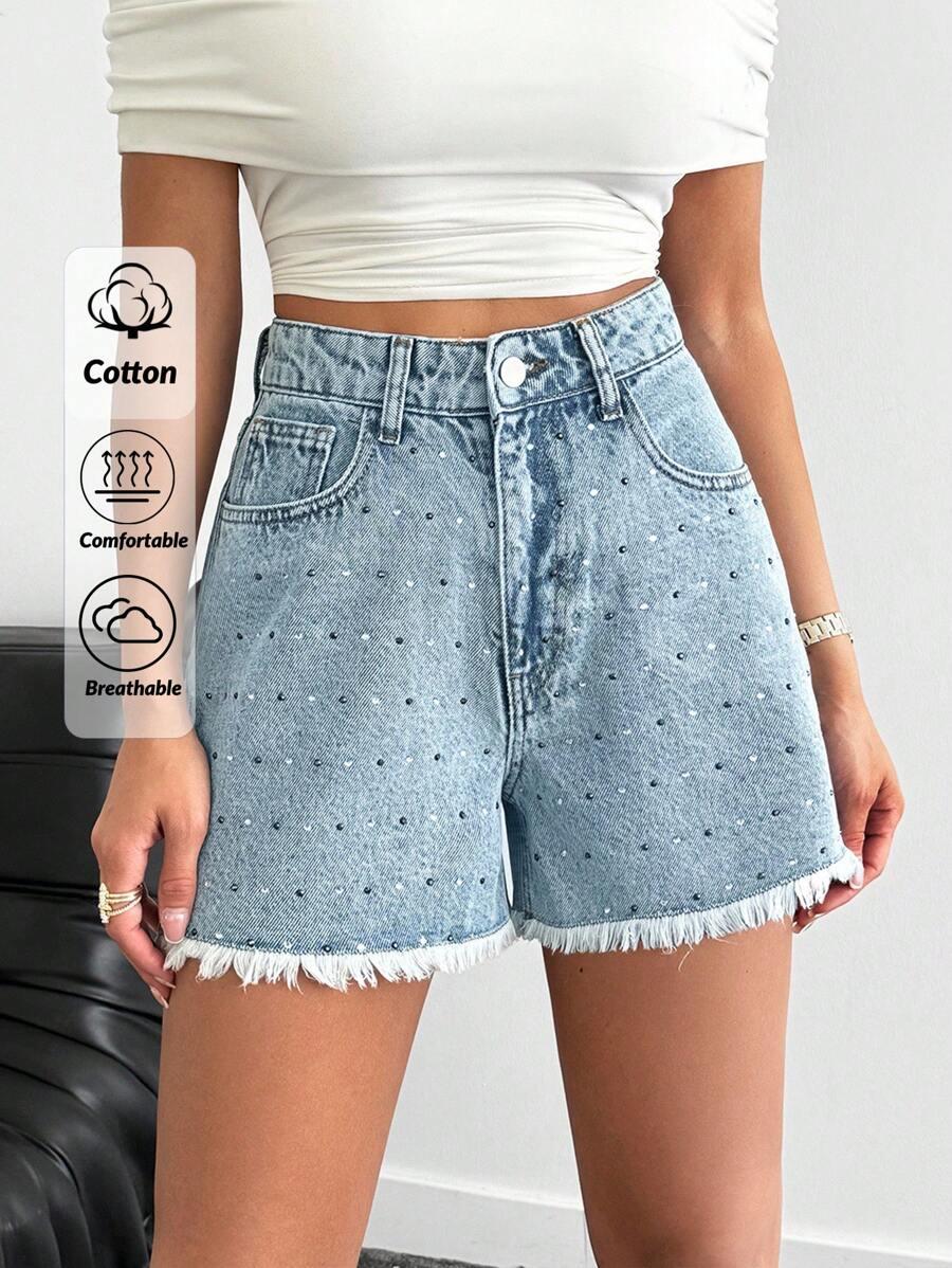 NIEBIESKIE SPODENKI JEANS zdobienia